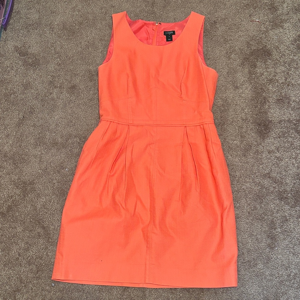 Jcrew Bright Coral Sleeveless Midi Dress